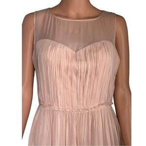 Boden Light Pink Chiffon Illusion Sweetheart Pleated Mini Dress – Size 8